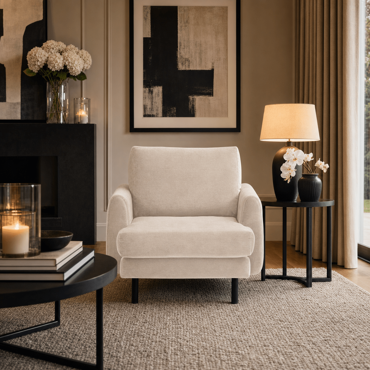 Cordelia Oatmeal Textured Armchair
