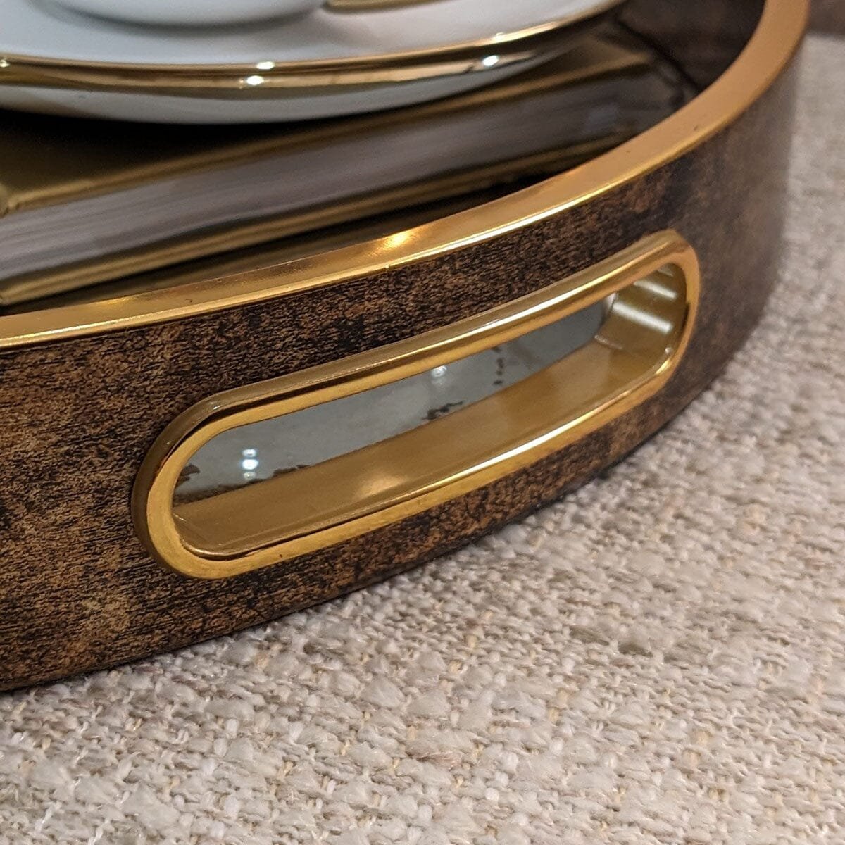 Corretto Bronze Marble Effect Mirrored Tray