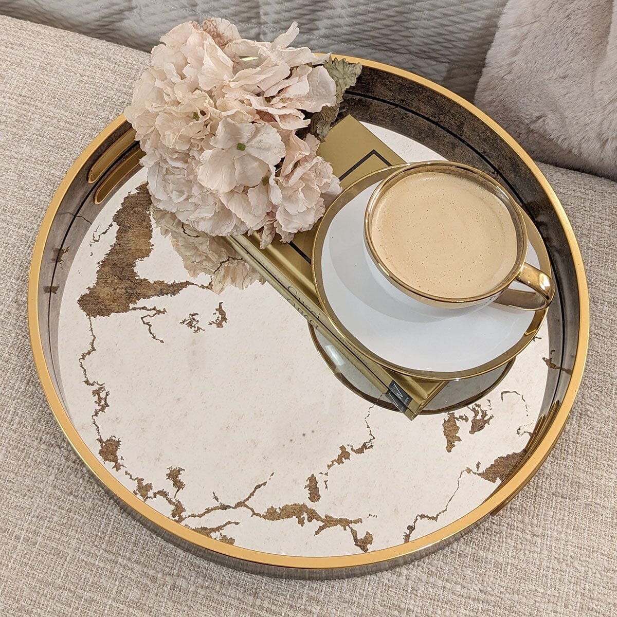 Corretto Bronze Marble Effect Mirrored Tray