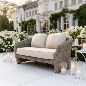 Cotswold Outdoor 2 Seater Neutral Wicker Sofa