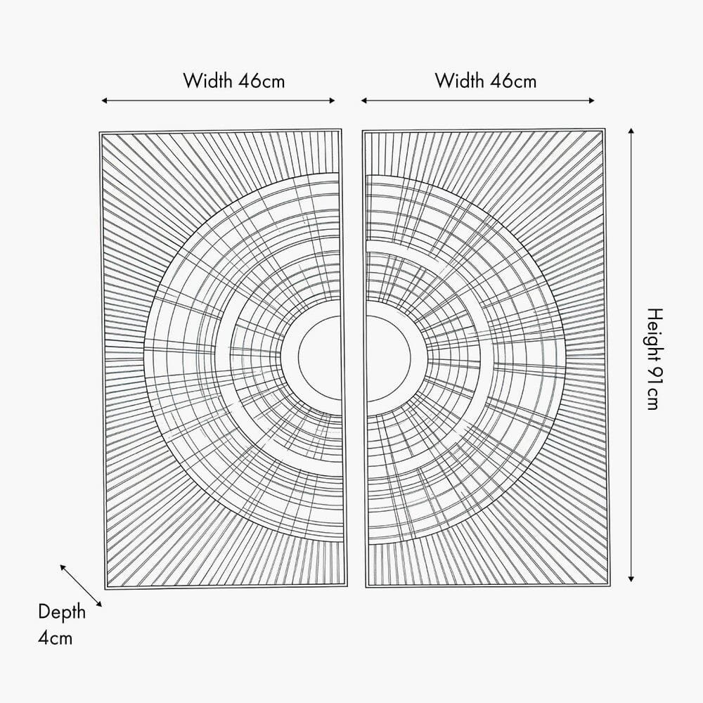Cove White Metal Sunburst Circle Wall Art- Set of 2