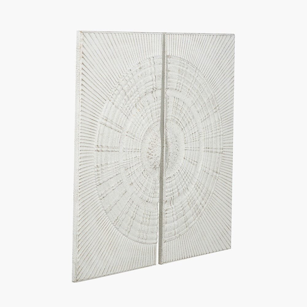 Cove White Metal Sunburst Circle Wall Art- Set of 2