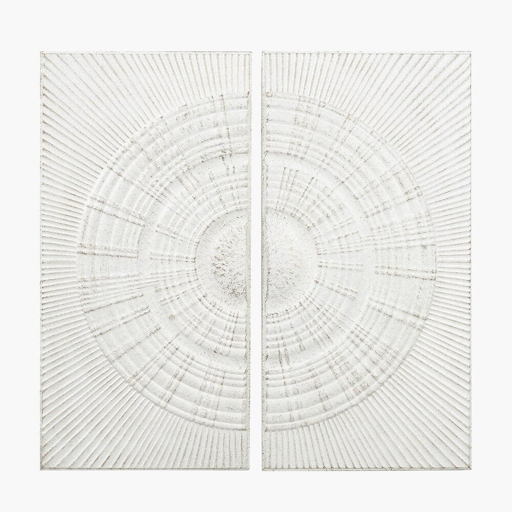 Cove White Metal Sunburst Circle Wall Art- Set of 2