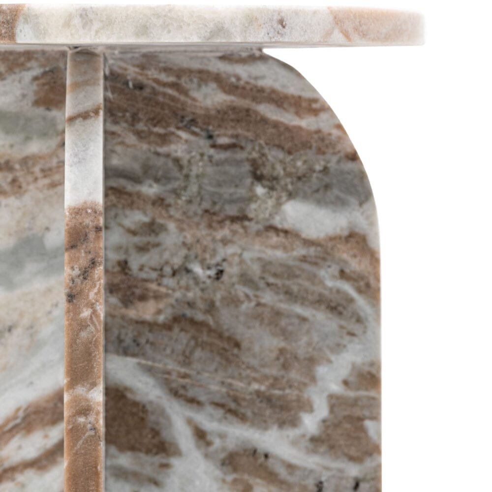 Cream & Coffee Abstract Natural Marble Side Table