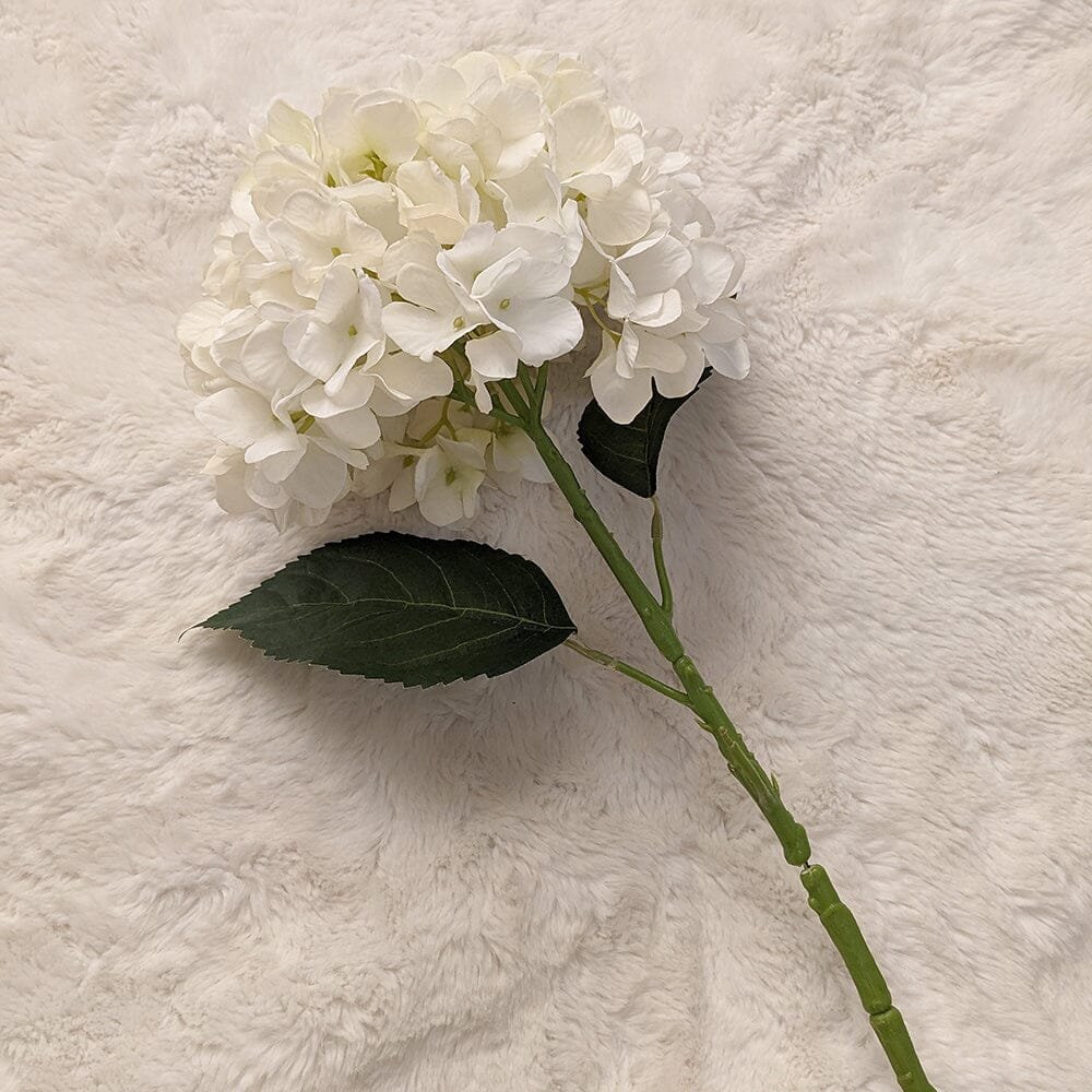 Cream Faux Hydrangea Single Stem Flower