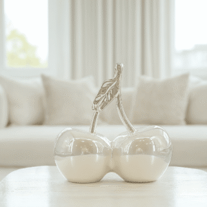 Large Cream Pearlescent Decorative Cherry Ornament