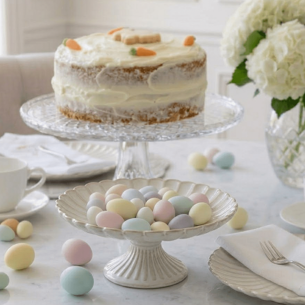 Cream Scalloped Decorative Mini Cake Stand
