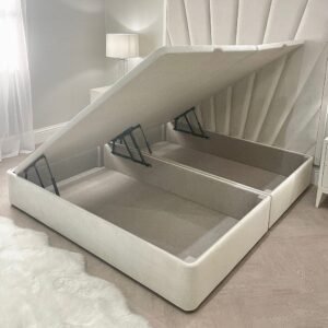 Cream Velvet Ottoman Divan Bed Base