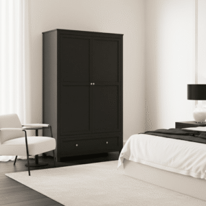 Cynthia Black 2 Door Wardrobe with Gold Handles