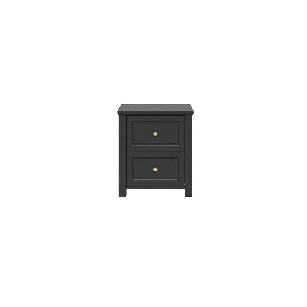 Cynthia Black 2 Drawer Bedside Table with Gold Handles