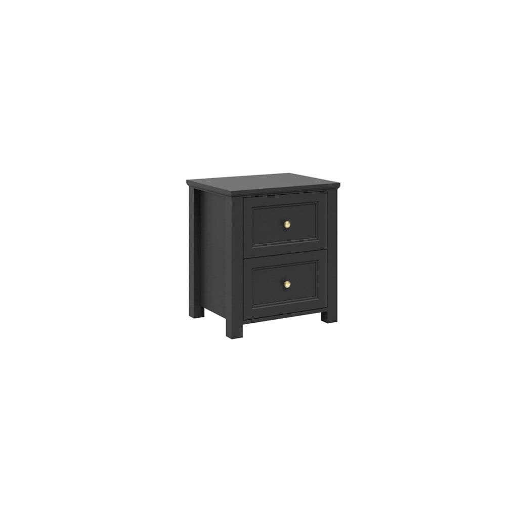 Cynthia Black 2 Drawer Bedside Table with Gold Handles