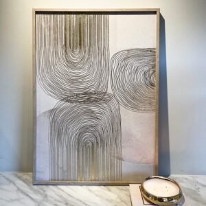 Dalia Cream & Gold Abstract Framed Wall Art- 50x70cm