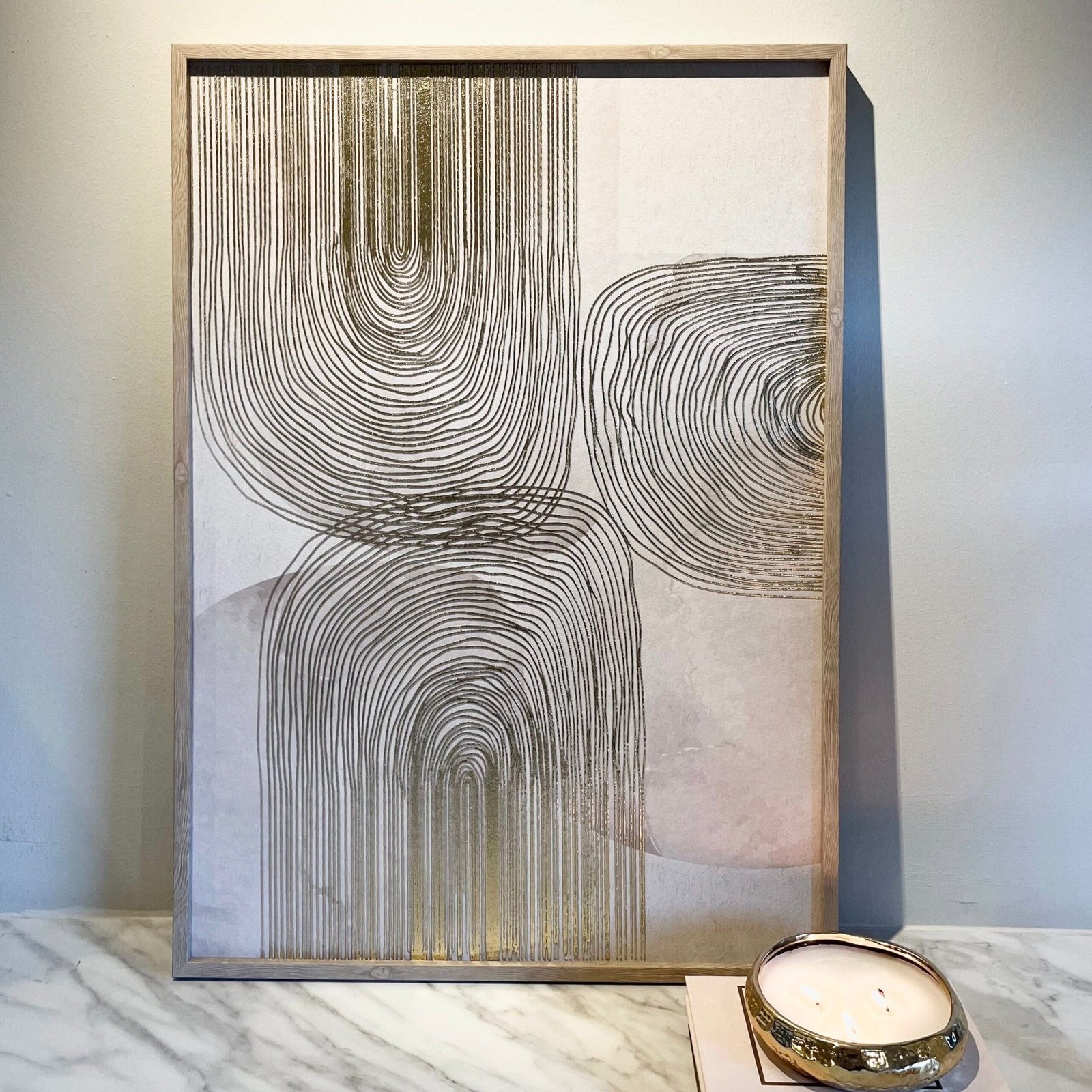 Dalia Cream & Gold Abstract Framed Wall Art- 50x70cm