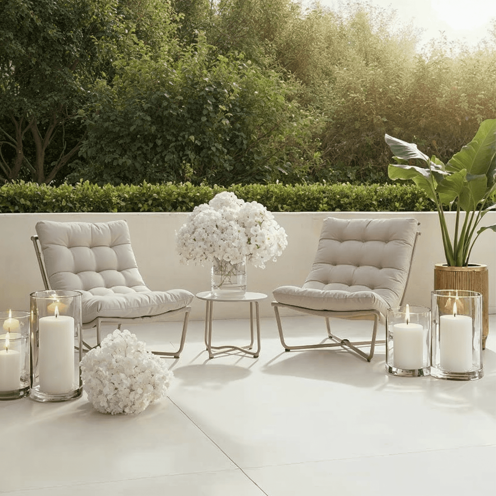 Damia Cream Outdoor Lounging Set