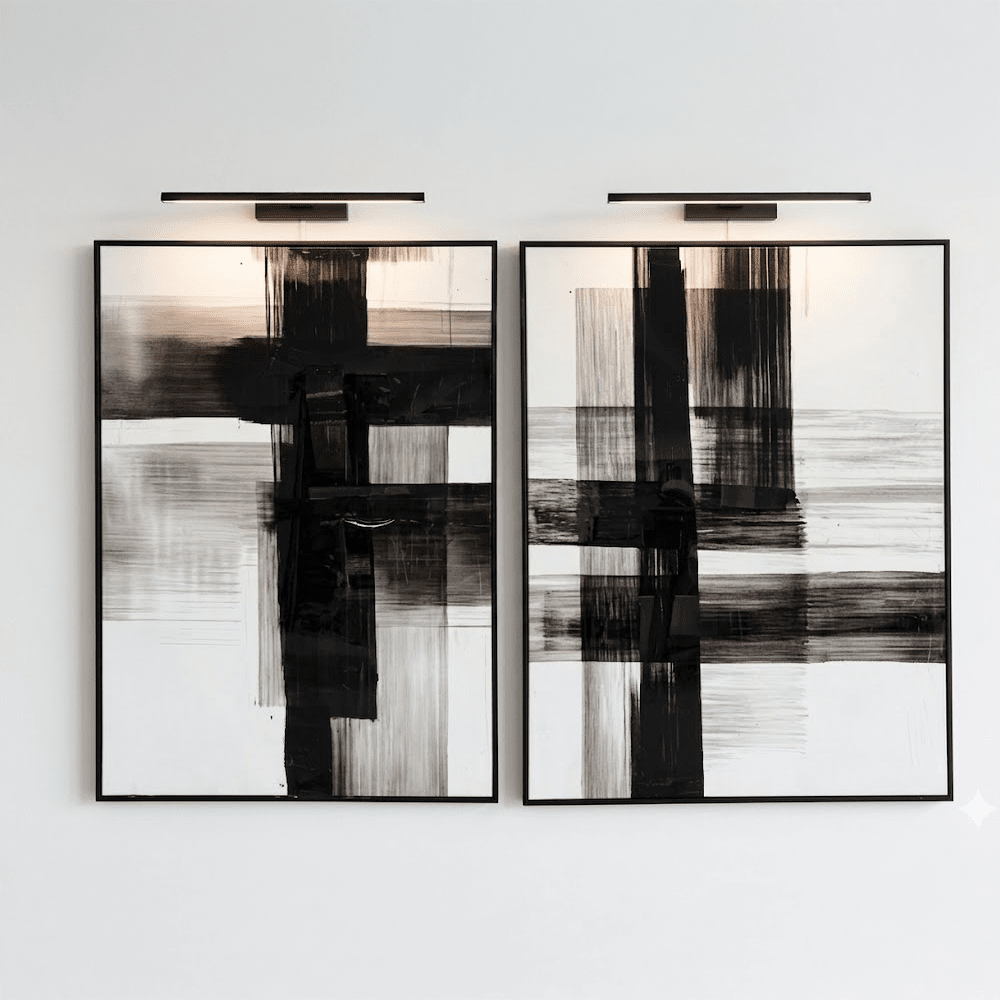 Danby Large Monochrome Framed Wall Art - Set of 2