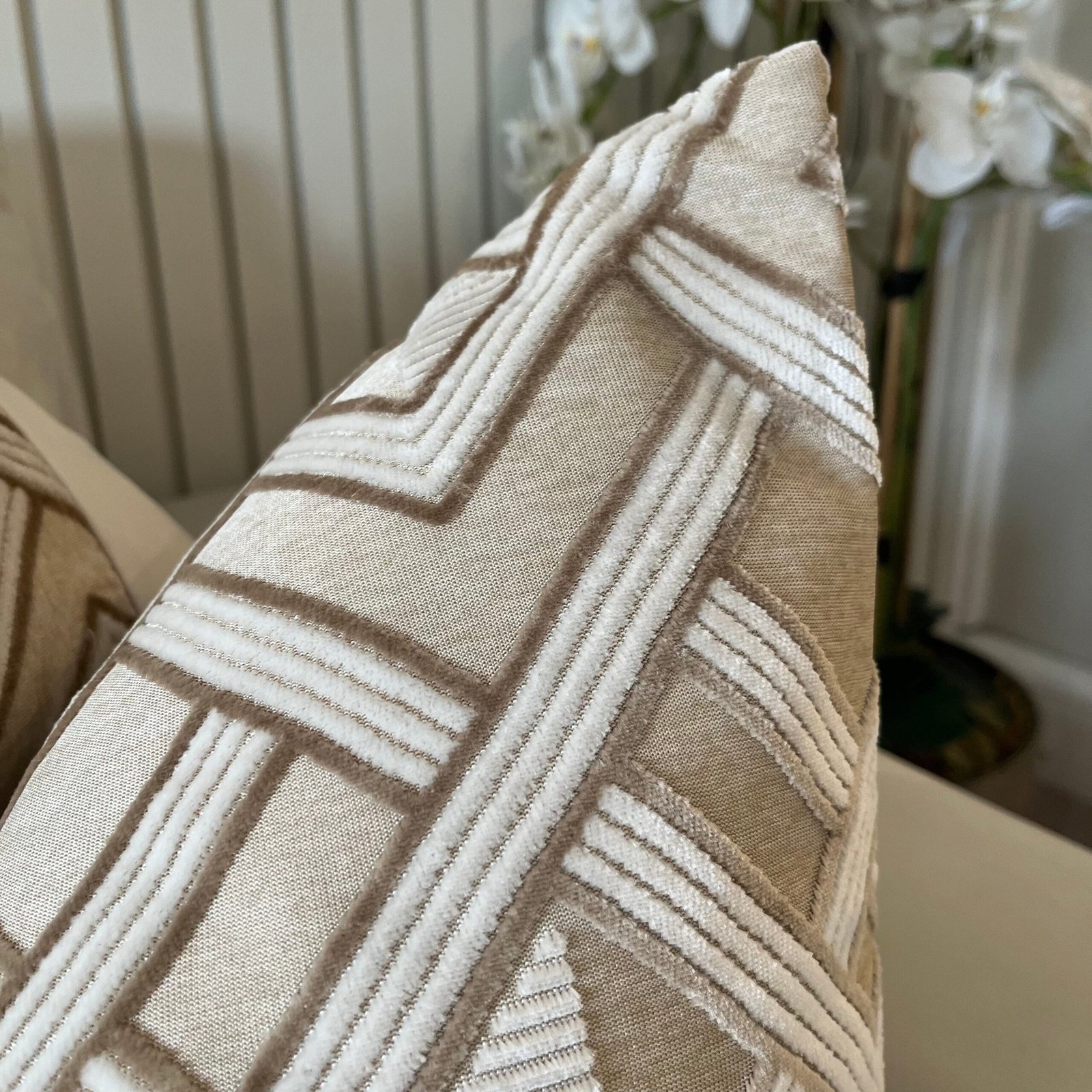 Daniela Taupe & Cream Geometric Cushion - 50x50cm
