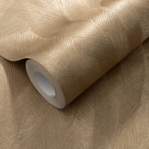 Darcy Golden Feathers Metallic Patterned Wallpaper