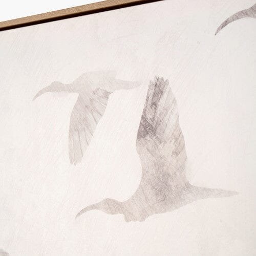 Darina White Birds Canvas Wall Art with Natural Frame - Set of 3