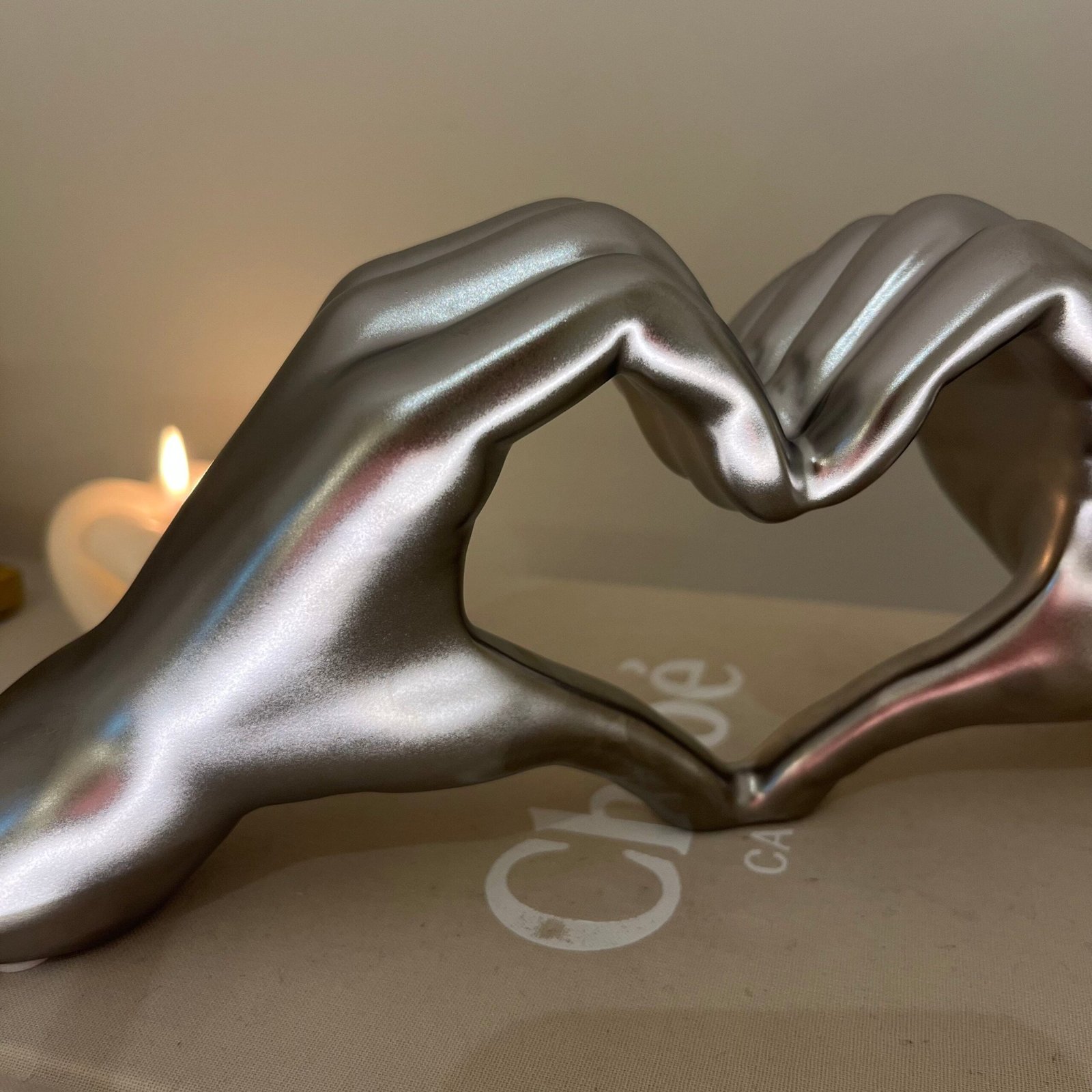 Decorative Silver Heart Hands Ornament