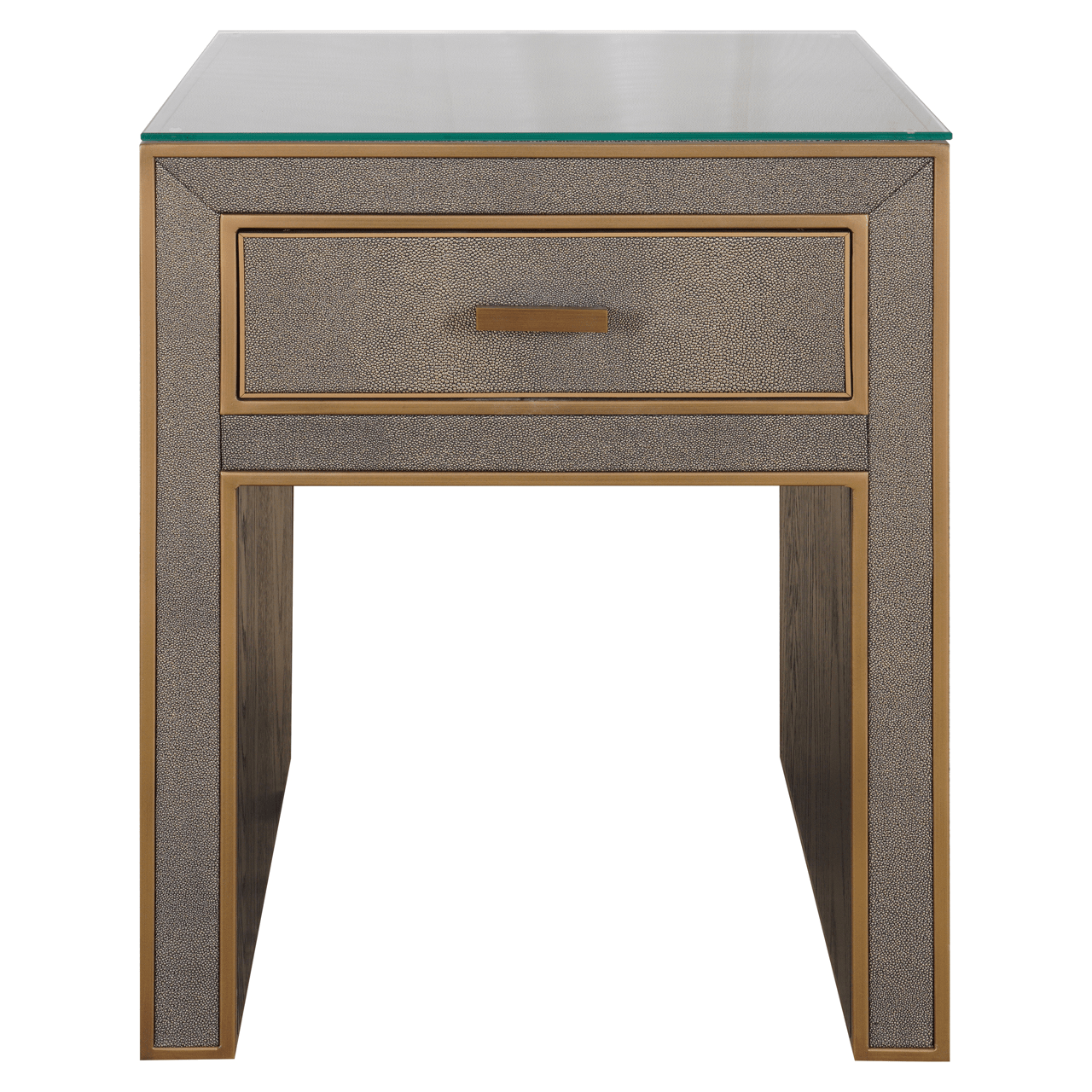 Demilla Luxury Shagreen 1 Drawer Bedside Table with Glass Top