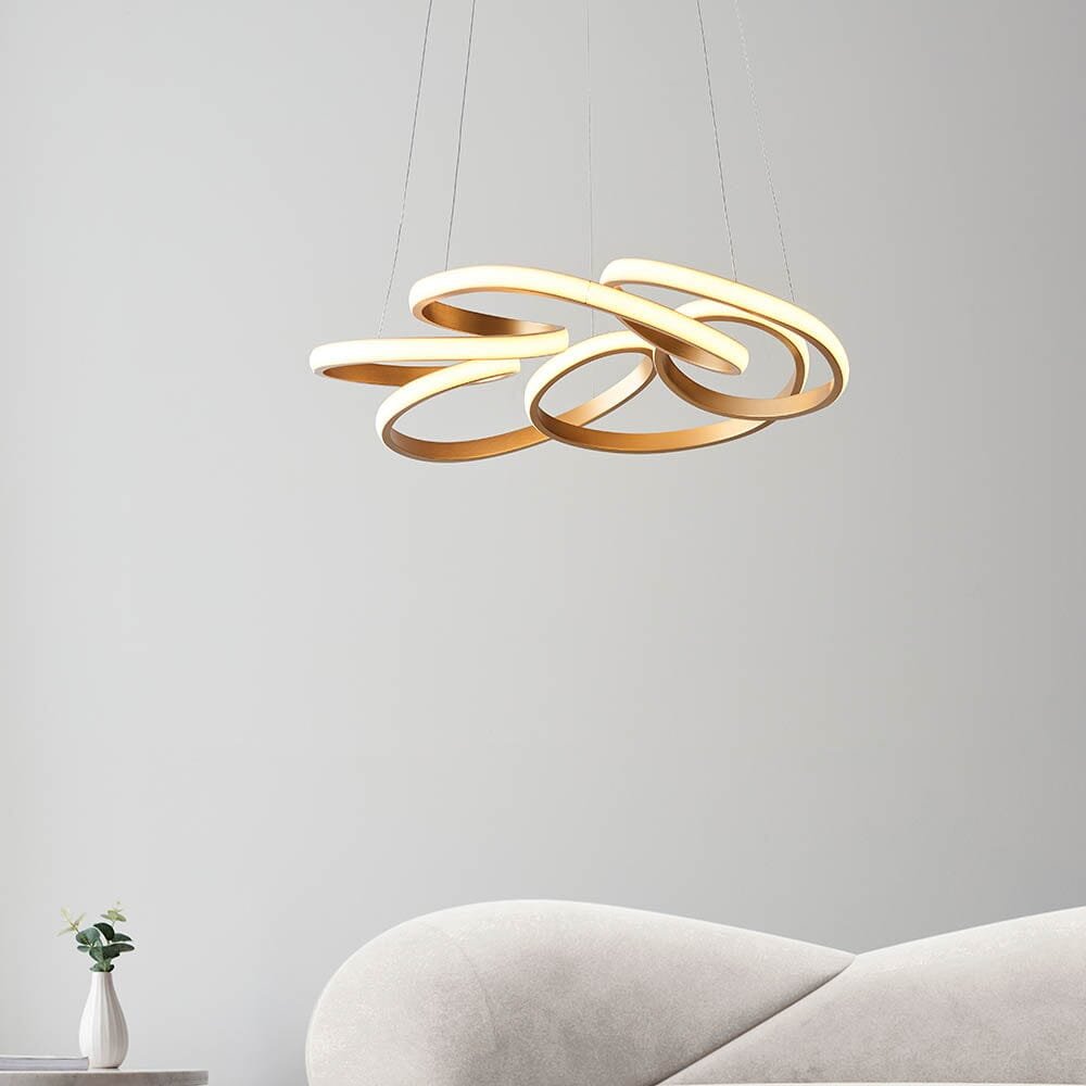 Demure Gold Satin Spiral LED Pendant Ceiling Light