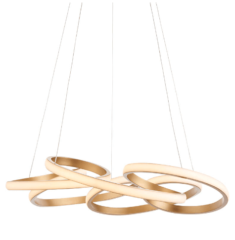 Demure Gold Satin Spiral LED Pendant Ceiling Light