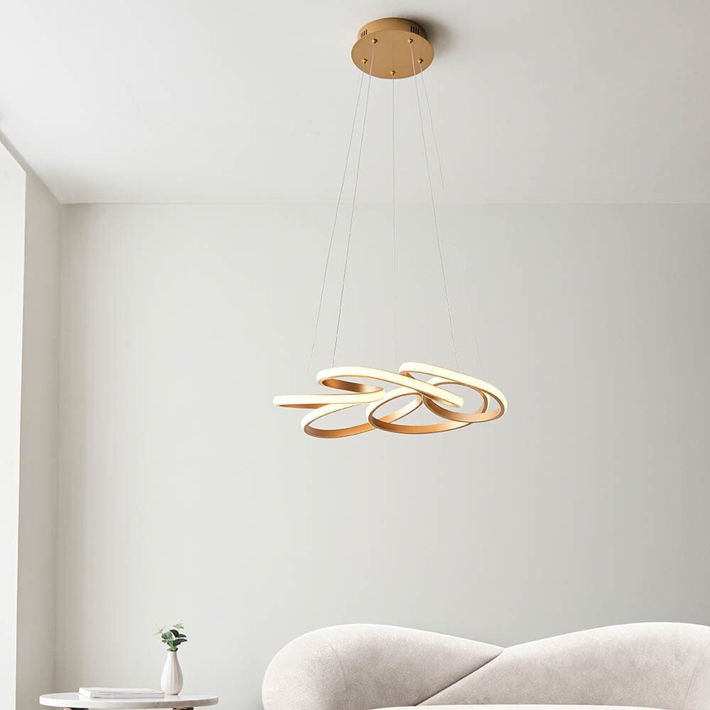 Demure Gold Satin Spiral LED Pendant Ceiling Light