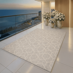 Dena Grey Indoor Outdoor Rug with Geometric Pattern