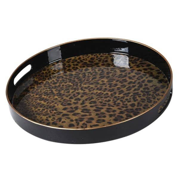 Dolce Round Leopard Print Decorative Tray