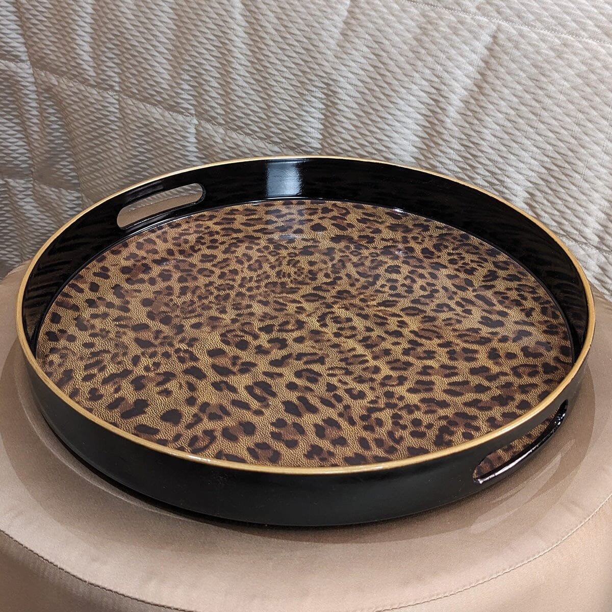 Dolce Round Leopard Print Decorative Tray