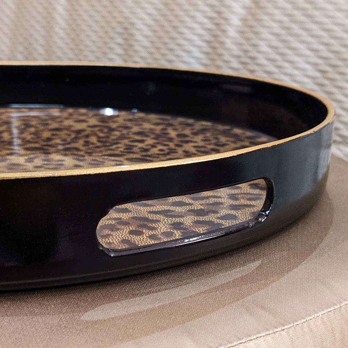 Dolce Round Leopard Print Decorative Tray