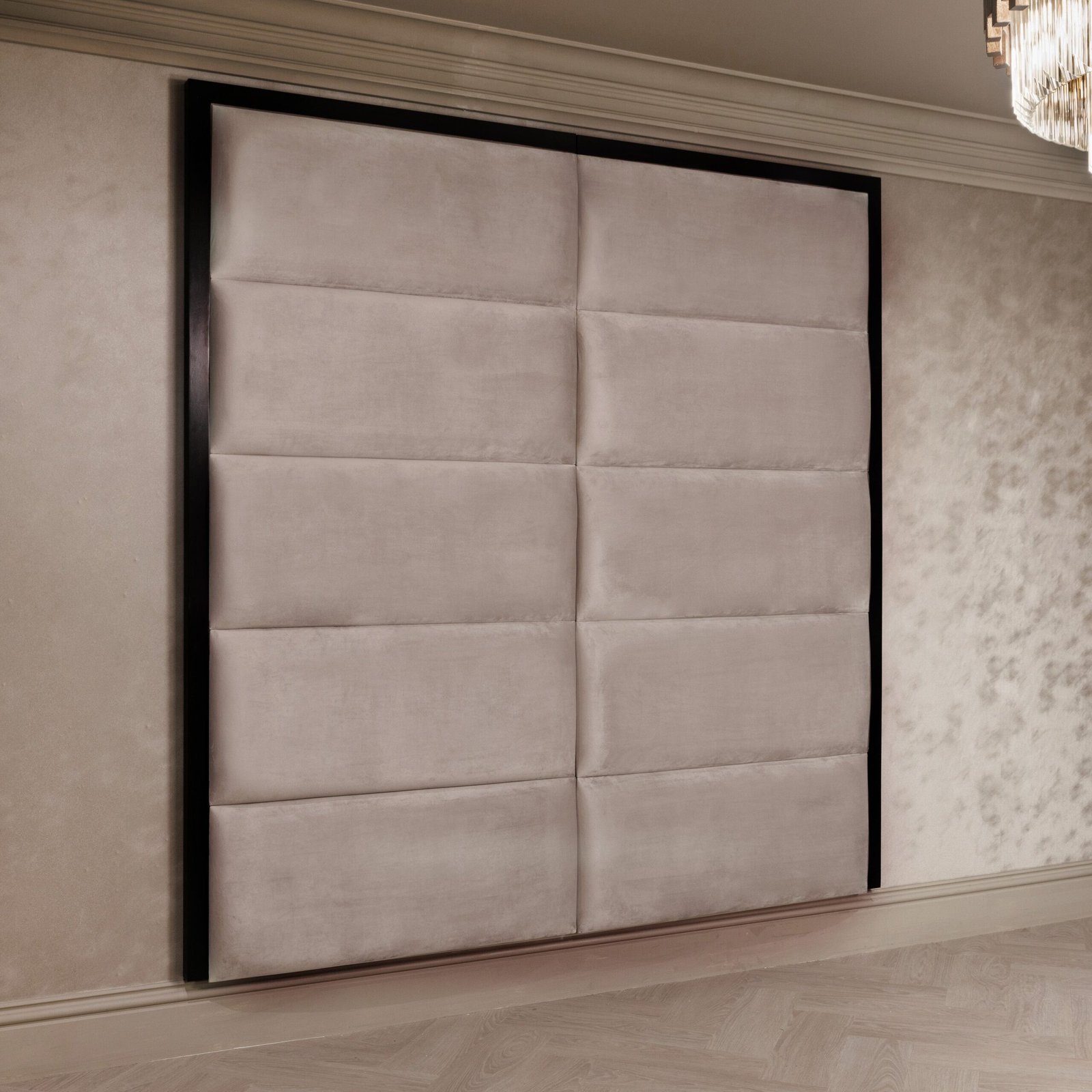 Dove Grey Luxury Velvet Chocolate Box Headboard