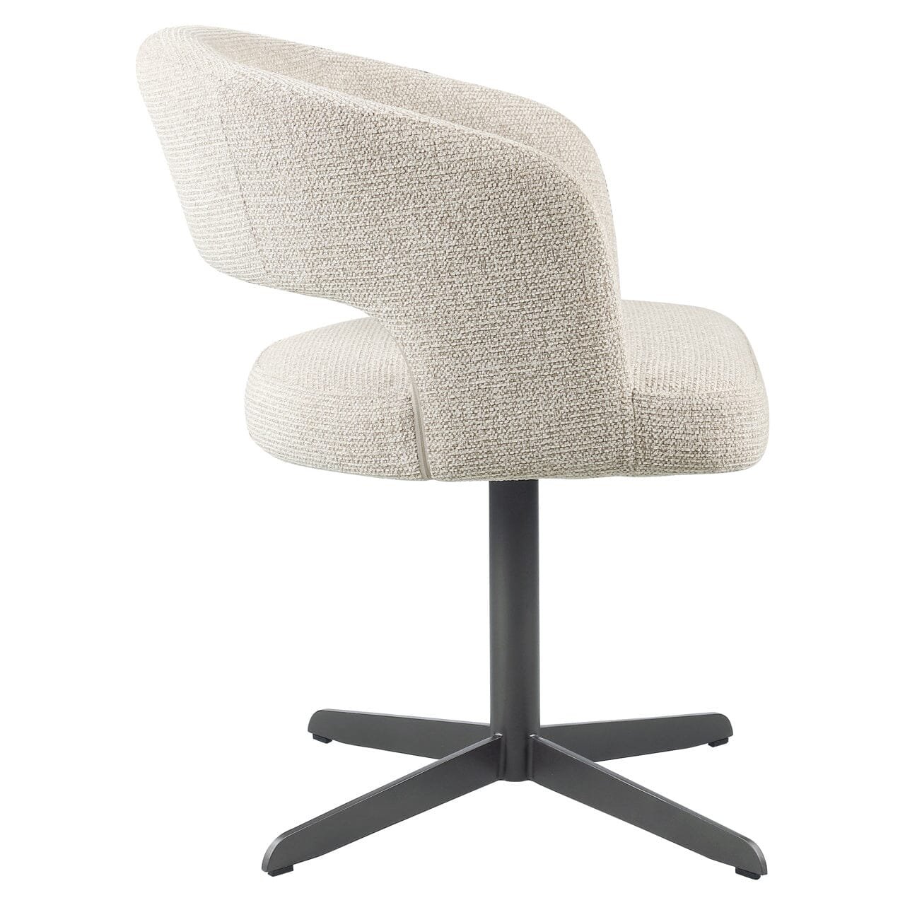 Drift Cream Textured Tweed Dining Chair with Black Legs