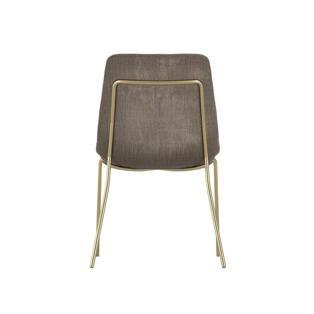 Dun Taupe Textured Velvet Dining Chair with Gold Legs- Set of 2