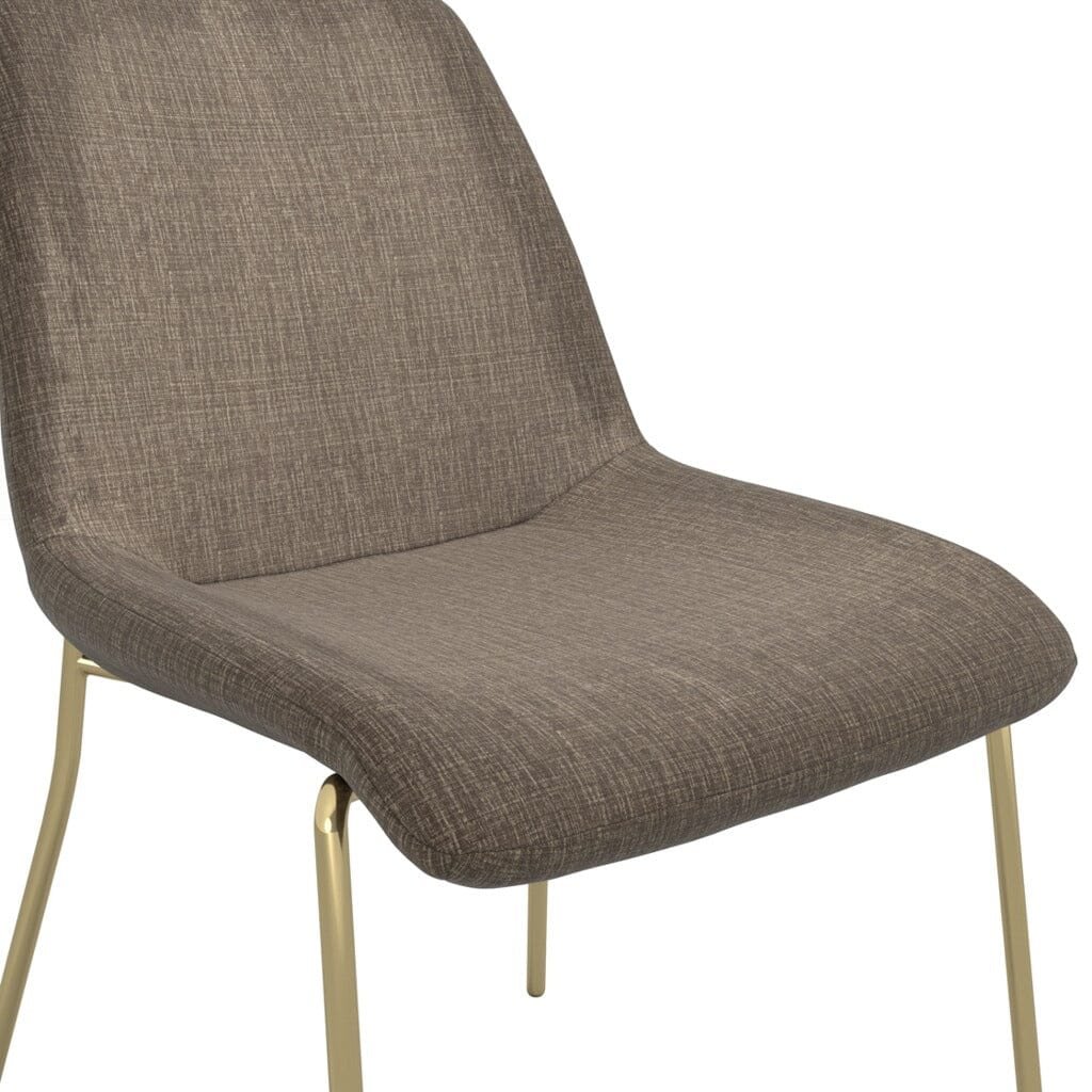 Dun Taupe Textured Velvet Dining Chair with Gold Legs- Set of 2
