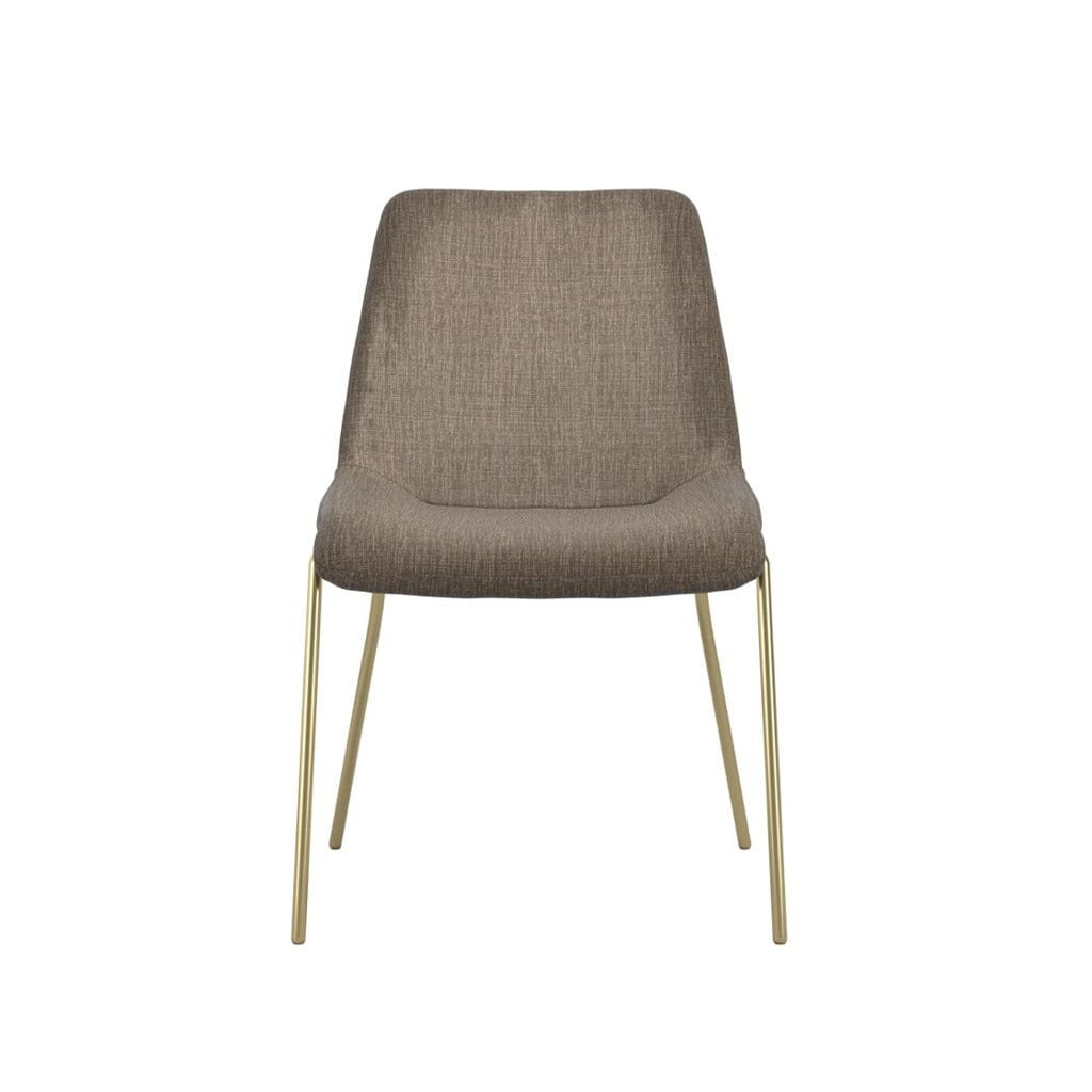 Dun Taupe Textured Velvet Dining Chair with Gold Legs- Set of 2