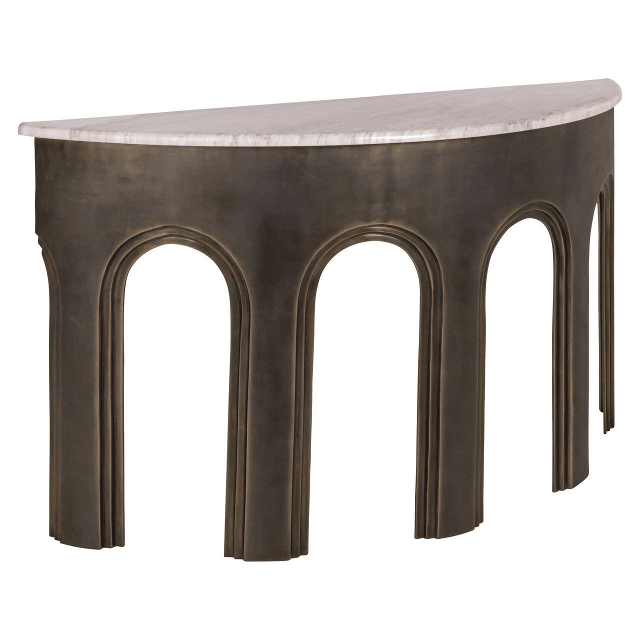 Durham Antique Brass & Marble Arched Console Table