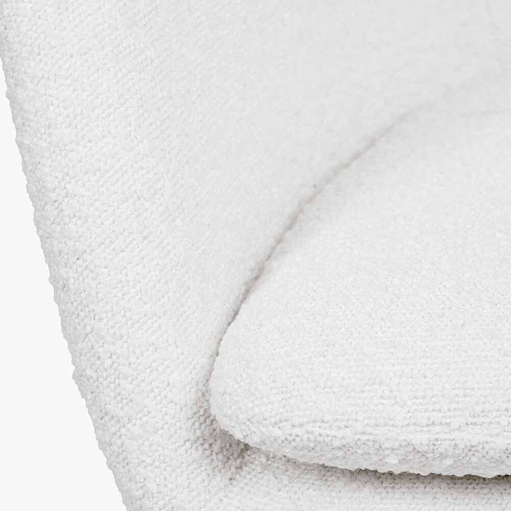 Elias Cream Bouclé Swivel Chair With Black Metal Legs