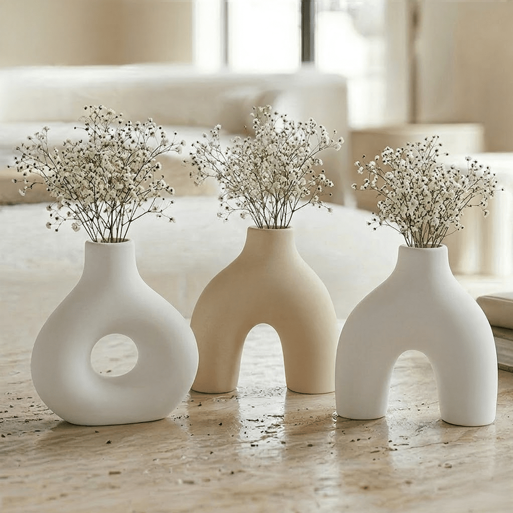 Elica Mini Neutral Organic Shaped Vases - Set of 3