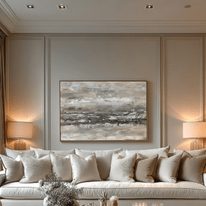 Elira Neutral Hand Painted Landscape Canvas in Frame