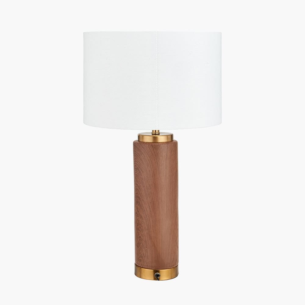 Ella Wood Effect Tall Ceramic Table Lamp with White Shade