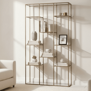 Ellia Brass & Glass Tall Open Display Shelf