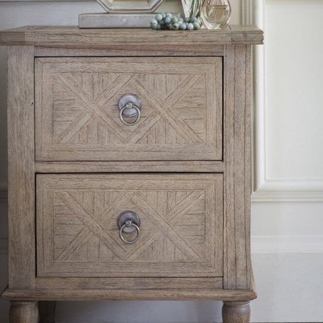 Elysium Natural Wood 2 Drawer Bedside Table