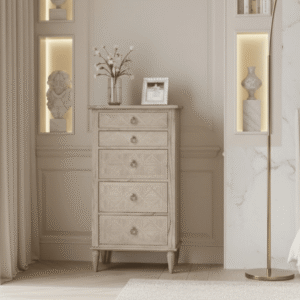 Elysium Natural Wood 5 Drawer Tall Chest
