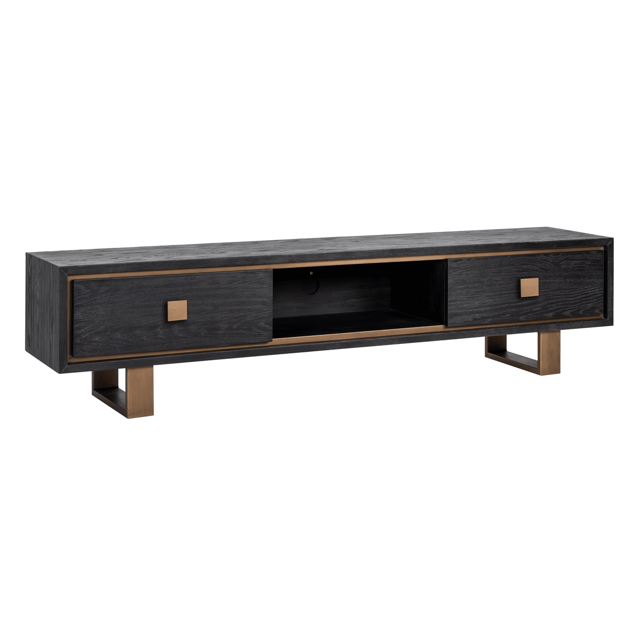 Emerisse Black Media Unit with Brass Handles