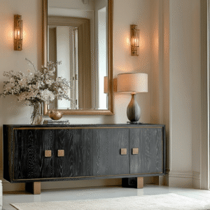 Emerisse Black Sideboard with Brass Handles