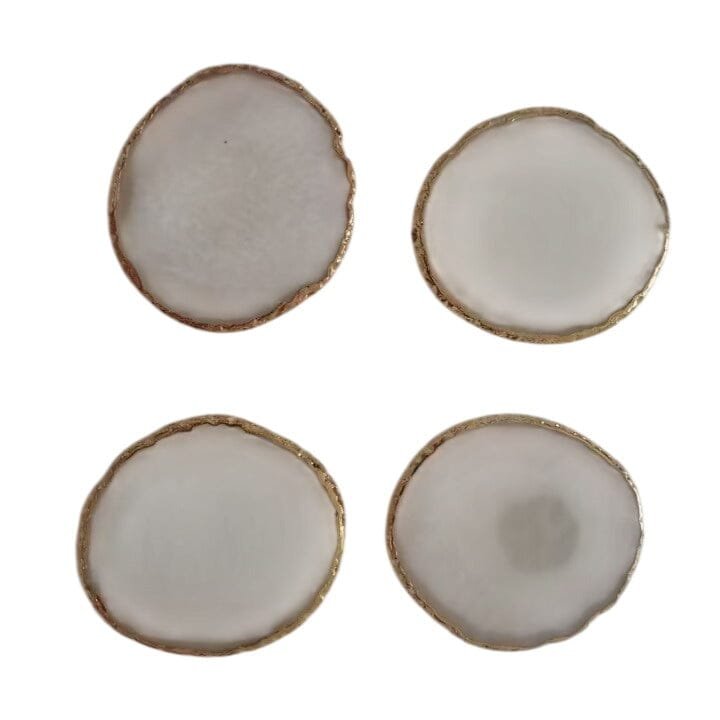 Emmie Agate Effect Acrylic Coasters with Gold Trim - Set of 4