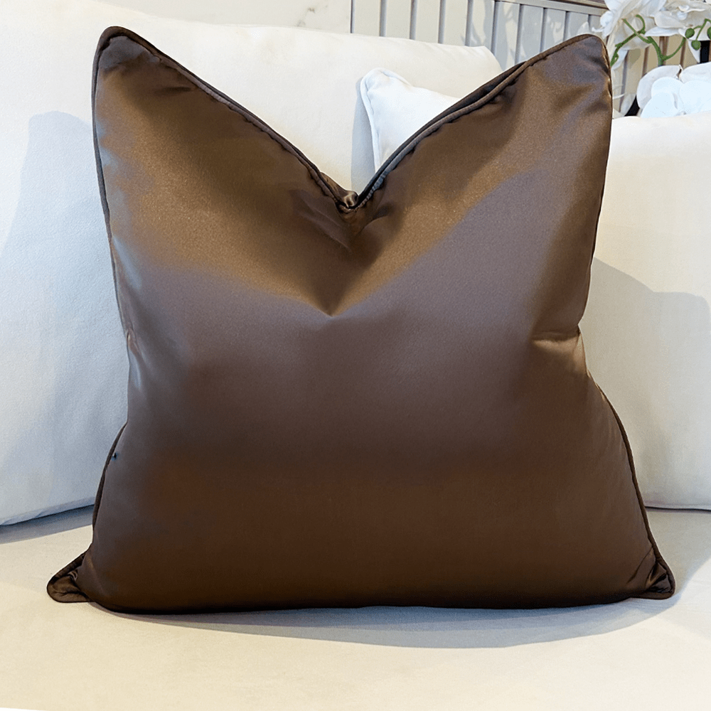 Empire Espresso Satin Cushion with Satin Pipe - 50x50cm