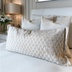 Estrella Large Cream & Taupe Zig Zag Print Bolster Cushion - 65x30cm
