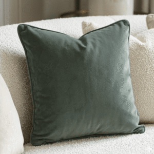 Everglade Soft Green Velvet Piped Cushion- 50x50cm